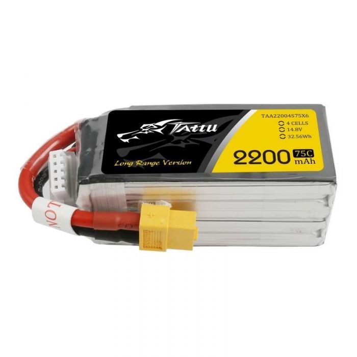 Batterie Lipo Tattu 2200mAh 14.8V 75C - XT60 Long range version