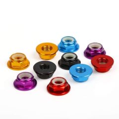 Set de 4 Ecrous Low Profile Nylstop M5 anodisés